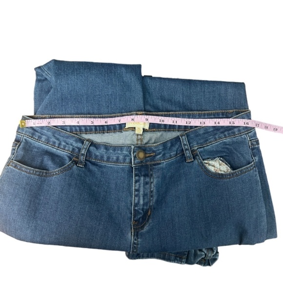 ModCloth Dark Wash Ankle Length High Rise Stretch Jeans Womens Sz XL Bow Accent - Picture 11 of 12